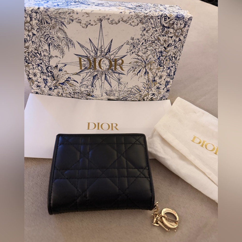 Lady Dior Black Quilted Wallet